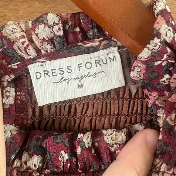 Dress Forum Smocked Ruffle Floral Mini Dress Long Sleeve Puff Sleeves Medium​​ - Picture 6 of 12